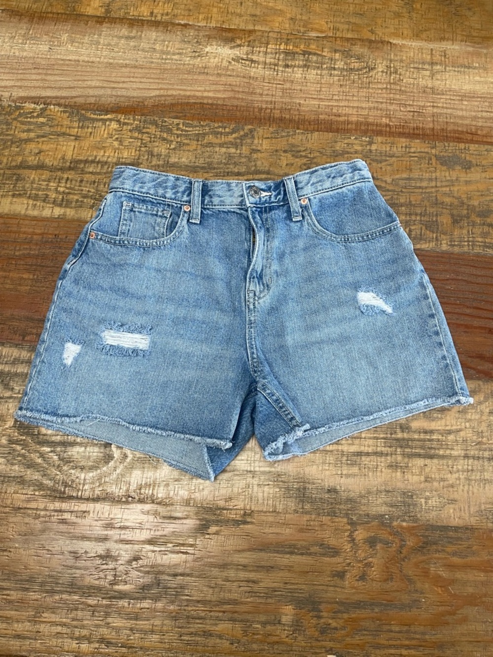 Old Navy Shorts Girls Blue Jean High Rise Cut Offs Distressed Denim Size 18